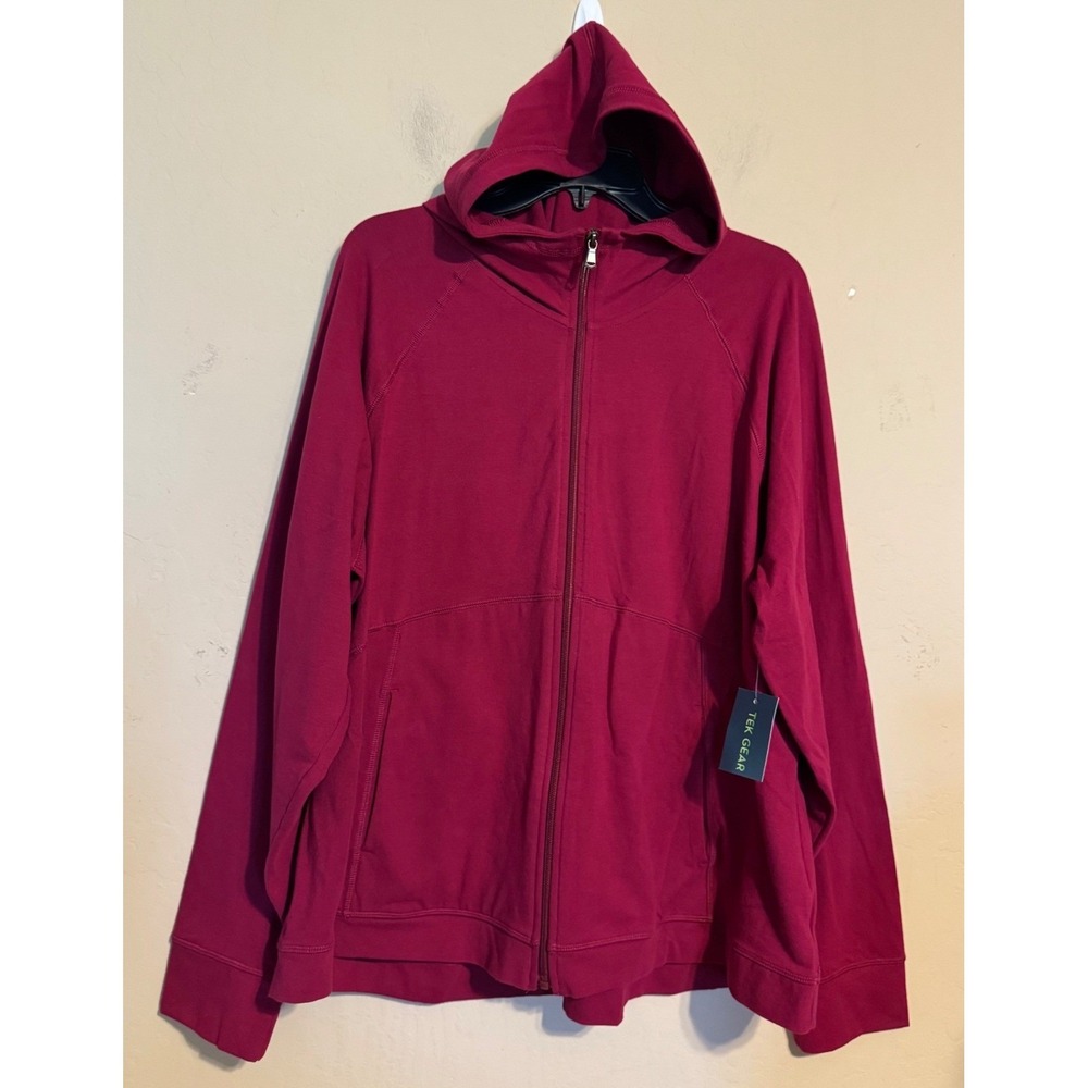 Tek Gear Hoodie Women 2X Magenta Pink Essential Gear Full‎ Zip Activewear NEW